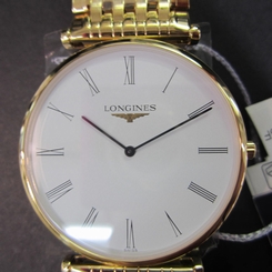 LONGINES LA GRANDE SWISS MEN'S WATCH QUARTZ SAPPHIRE ALL S/S GOLD L47662118 NEW