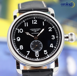 Longines Men's Heritage Avigation Oversize Crown Automatic Watch Black Face 703200179650