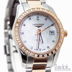 Longines Conquest Classic 18k Rose & Steel MOP Dial Diamonds Watch L2285587 Auto