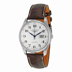Longines Master Collection Automatic Silver Dial Brown Leather Mens Watch