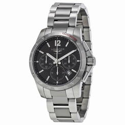 Longines Conquest Grey Dial Chronograph Steel and Ceramic Mens Watch L27444067