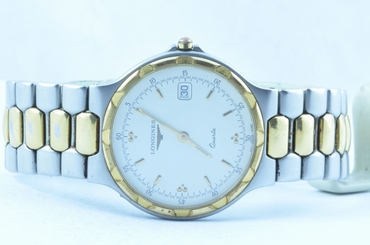 LONGINES CONQUEST MEN'S WATCH QUARTZ TOP CONDITION 34MM STEEL/GOLD