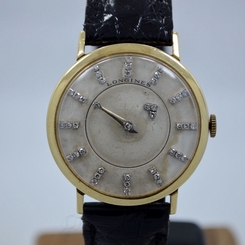 Vintage Longines 14K Yellow Gold Mystery Dial Manual Diamond Wristwatch