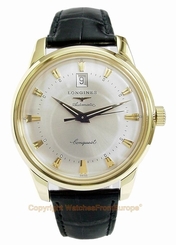 LONGINES Conquest Heritage 18k YG Automatic Mens Watch - Box/Papers Retail $6450