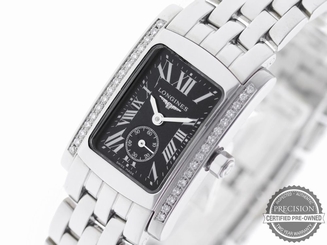 LONGINES DOLCEVITA LADIES' QUARTZ 19MM BLACK ROMAN DIAL DIAMOND BEZEL L5.455.0