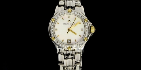LADIES MAURICE LACROIX TIAGO TI1034 DIAMOND 18K GOLD MOP WATCH MSRP $4,100