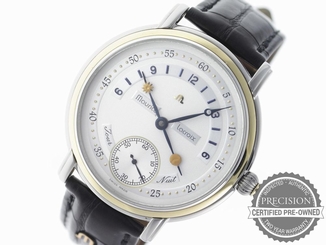 MAURICE LACROIX MASTERPIECE JOUR ET NUIT 18K GOLD BEZEL SILVER MP6218-YS101-190