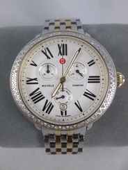 Michele Serein Large Two Tone Gold Silver Diamond Watch MW21A01C5966 Refurbished