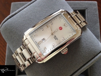 BRAND NEW MICHELE MWW15C000044 MILOU PARK MOTHER-OF-PEARL SILVER WOMENS WATCH