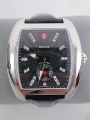 NEW Michele Large Black Urban Diamond Dial Watch + Band  MW02T00A0927 NIB + Box