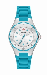 NEW Michele Jelly Bean Petite Turquoise & Silver Chronograph Watch MWW12P000005