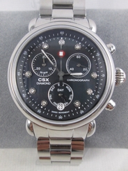 NEW Michele Silver CSX 36 Diamond Dial Black Watch Sport Band MW03M00A0928 NIB