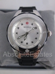 NEW Michele Petite Tahitian Jelly Bean Topaz Black & Silver Watch MWW12P000011