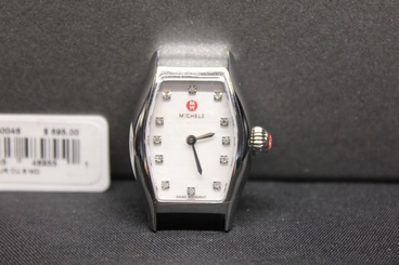 NWT Michele Urban Coquette Silver .04 CT 12 Diamonds MOP Dial Watch MW08A00A0046
