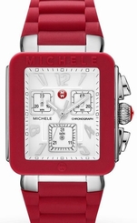 Michele Tahitian Jelly Bean Park Women's Silver Red Silicone Watch MWW06L000011