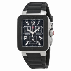 NWT MICHELE PARK JELLY BEAN BLACK & SILVER CHRONOGRAPH WATCH MWW06L000002