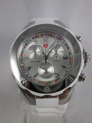 NEW Michele White Tahitian Jelly Bean Topaz Carousel Watch MWW12F000079 NIB