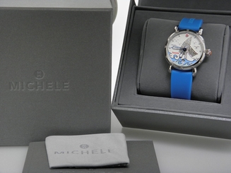Michele Women's Seaside Collection Diamond Blue Silicone Band Watch #MW05A01