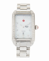 NEW-MICHELE MILOU PARK GENUINE DIAMONDS,MOP SILVER TONE STAINLESS STEEL WATCH
