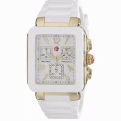 Michele Park Jelly Bean Women's Gold Tone White Silicone Watch MWW06L000013