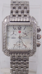 Michele Urban Diamond Mother of Pearl Chronograph Stainless Steel Watch MW02H01