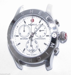 MICHELE CX SPORT SILVER TONE CASE+WHITE FACE+CHRONO WATCH DIAL ONLY-MW03Q00A0001