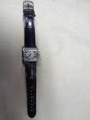 MICHELE Blue Band Stainless Steel Alligator Wristwatch Size 20 B2869