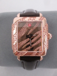 Michele Deco 16 Rose Gold Topaz Zebra Watch MW06V36L5020 Refurbished + Box