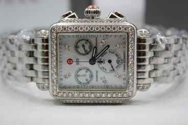 MICHELE DECO CHRONO DIAMOND ENCRUSTED SS LADYS WATCH WITH 2.50 CARATS