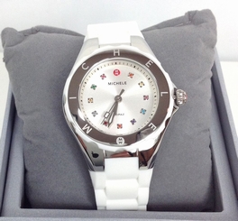 BRAND NEW MICHELE MWW12P000001 TAHITIAN JELLY BEAN SILVER & WHITE WOMEN'S WATCH