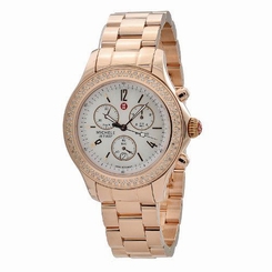 Michele Women's MWW17A000012 Jetway Rose Gold Diamond Swiss Watch BRAND NEW!