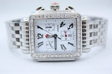 MICHELE URBAN CHRONOGRAPH STAINLESS CUSTOM DIAMOND ENCRUSTED WATCH MW02B00A0001