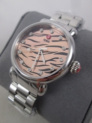 NEW Michele Silver CSX 36 Tiger Print Diamond Dial Watch MW03T00A0985 NIB NWT