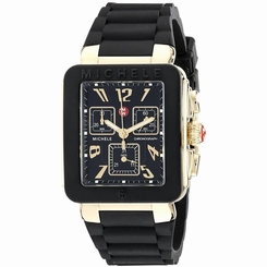 MICHELE WOMEN'S 33MM SILICONE BAND STEEL CASE SWISS QUARTZ WATCH MWW06L000015