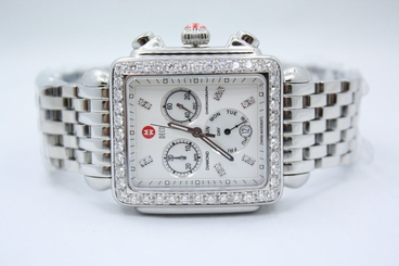 MICHELE DECO XL DAY STAINLESS STEEL CUSTOM DIAMOND ENCRUSTED WATCH MWW06Z00A0046