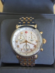 Nwt Michele CSX two tone gold silver chronograph watch MWW03D000026