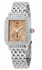 Michele MWW06V000079 New Deco 16mm Metallic Rose Gold 126 Diamonds Dial Watch