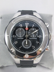 NEW Michele Large Tahitian Jelly Bean Black & Silver Watch NIB MWW12F000002