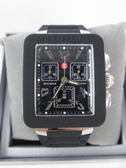 NEW Michele Jelly Bean Park Black & Silver Chronograph Watch MWW06L000002 NIB