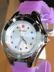 MICHELE Tahitian Jelly Bean Topaz Crystals Purple 35mm Silver Watch MWW12P000009