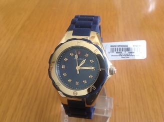 Michele Ladies Tahitian Jelly Bean Petite Navy Blue /Gold Watch MWW12P000004