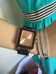 $400 NWT MICHELE ROSE-GOLD/ BLACK JELLY BEAN PARK WATCH MWW06L000031