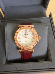 NEW MICHELE CABER TOPAZ PINK SPRINKLES ROSE GOLD,DIAMOND DIAL WATCH MW16A42B5046