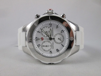 NEW Michele Large Tahitian Jelly Bean White & Silver Watch MWW12F000001 NIB