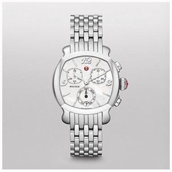 NEW Michele Lilou Silver Stainless Steel Chronograph MOP Watch MWW22A000006 NIB