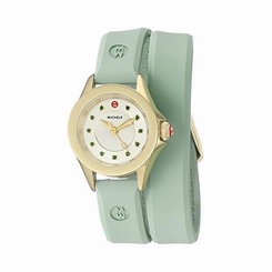 MICHELE WOMEN'S 25MM GREEN SILICONE BAND QUARTZ ANALOG WATCH MWW27B000002