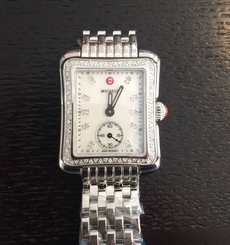 Michele MWW06Y000014 Deco Moderne II Silver Diamonds Mother Of Pearl 31MM NEW