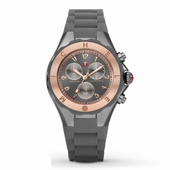 Fake AAA Michele MWW12F000064 Tahitian Jelly Bean Grey Rose Gold Rubber 40MM NEW NWT Watch