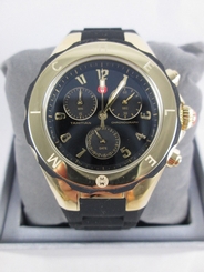 NEW Michele Large Tahitian Jelly Bean Black & Gold Watch MWW12F000007 NIB