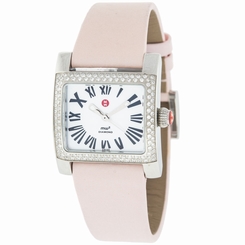 Michele 71-7400 Diamond Stainless Steel Bezel Pink Strap Quartz Women's Watch